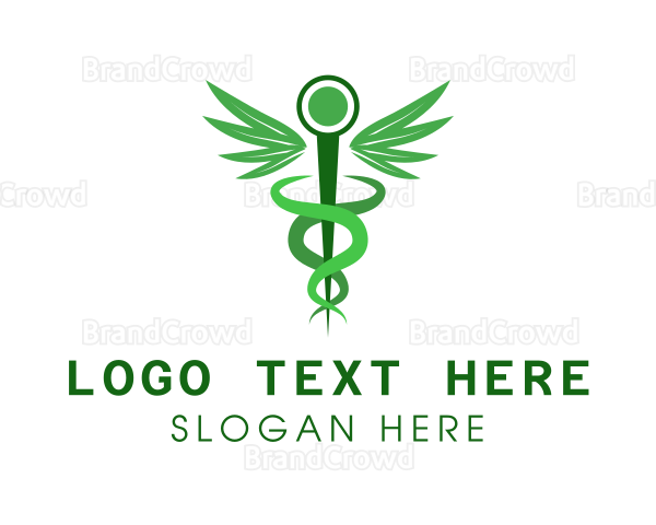 Weed Hemp Health Caduceus Logo