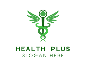 Weed Hemp Health Caduceus logo design