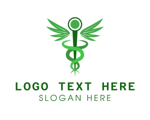 Leaf - Weed Hemp Health Caduceus logo design