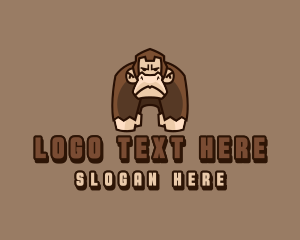 Cute - Grumpy Gamer Gorilla logo design