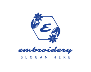 Classic Blue Floral Wreath logo design