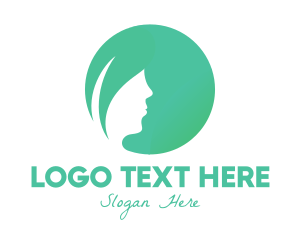 Beautician - Leaf Woman Hair logo design