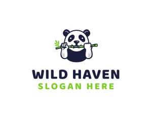 Wildlife Panda Bamboo logo design