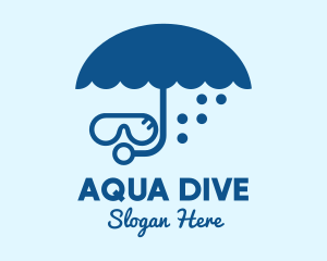 Scuba - Umbrella Scuba Diver logo design