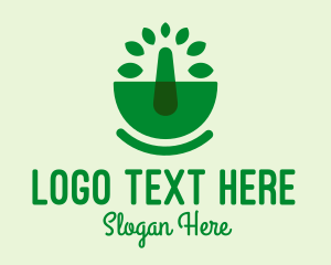 Vegan - Nature Mortar & Pestle logo design