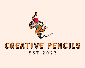 Pencil Monkey Learning logo design