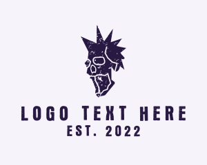 Record - Punk Mohawk Skull logo design