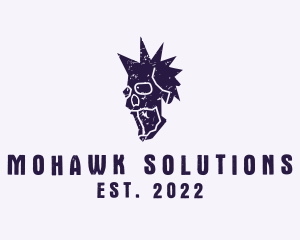 Mohawk - Punk Mohawk Skull logo design