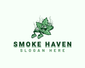 Weed Cannabis Smoke logo design