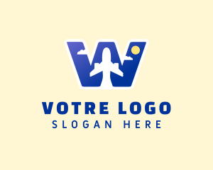 Tour Guide - Sky Airplane Letter W logo design