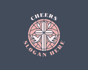 Preacher - Christian Cross Dove logo design