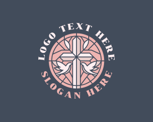 Biblical - Christian Cross Dove logo design