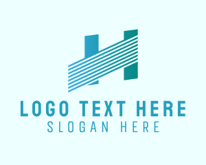 Web - Blue Line Motion Letter H logo design