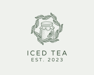 Leafy Kombucha Jar  logo design