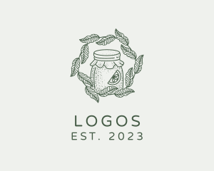 Teahouse - Leafy Kombucha Jar logo design