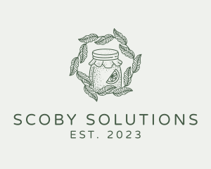 Scoby - Leafy Kombucha Jar logo design