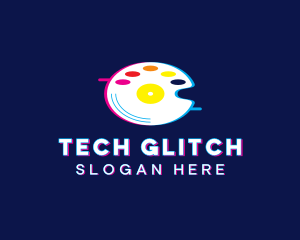 Glitchy Artist Palette Disc logo design