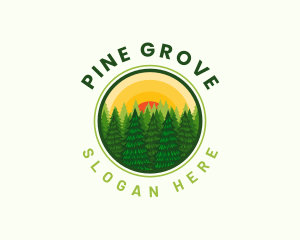 Sunset Pine Tree Outdoor logo design