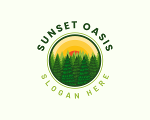 Sunset Pine Tree Outdoor logo design