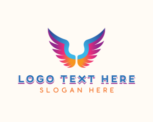 Cherubim - Religious Angel Wings logo design