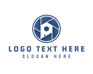 Pentagon - Circle Camera Shutter Photography Letter P logo design