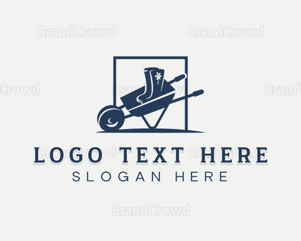 Wheelbarrow Landscaping Garden Logo