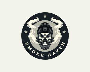 Smoking Skeleton Skull logo design