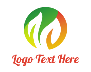 Eco - Round Green Orange Leaves logo design