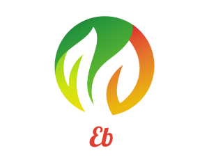 Round Green Orange Leaves Logo