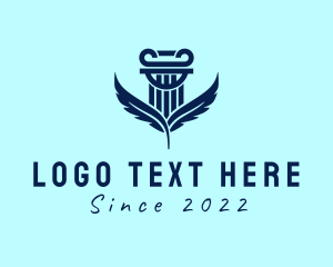 Ancient - Feather Wing Pillar Architecture logo design