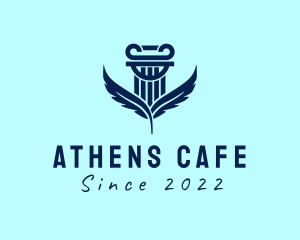 Athens - Feather Wing Pillar Architecture logo design