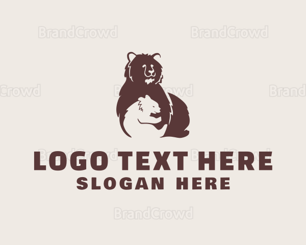 Wildlife Grizzly Bear & Cub Logo