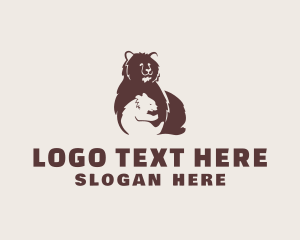 Character - Wildlife Grizzly Bear & Cub logo design