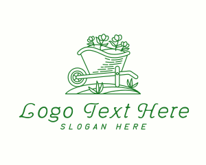 Wagon - Wheelbarrow Garden Flowers logo design