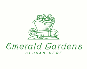 Wheelbarrow Garden Flowers logo design