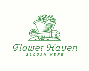 Wheelbarrow Garden Flowers logo design