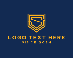 Outline - Golden Shield Letter S logo design