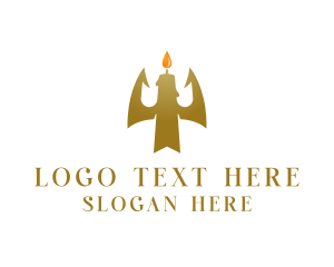 Golden - Gold Trident Candle logo design