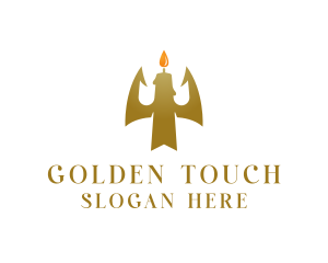 Gold Trident Candle logo design