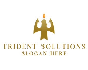 Trident - Gold Trident Candle logo design