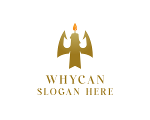 Candle - Gold Trident Candle logo design