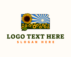 Map - Sunflower Field Kansas logo design