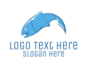 Blue Seafood Fish logo design