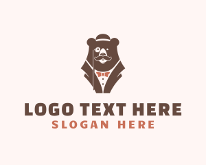 Cartoon - Gentleman Bear Suit logo design