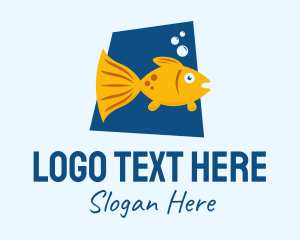 Marine Life - Cute Pet Goldfish logo design