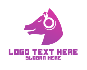 Edm - Purple Horse DJ Audio Headphones logo design