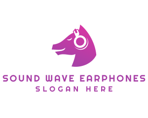 Earphones - Horse DJ Audio Headphones logo design