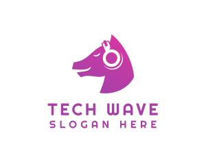 Techno - Horse DJ Audio Headphones logo design