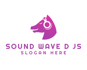 Dj - Horse DJ Audio Headphones logo design