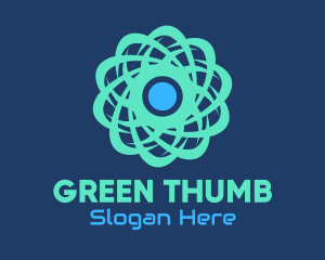 Green Nuclear Atom logo design